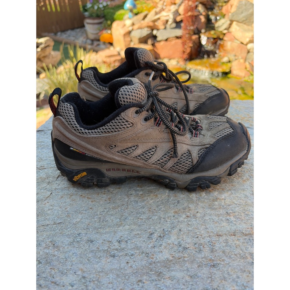 Merrell Moab Continuum Hiking Shoes Mens 7 Brown Low Top Vibram J86323‎